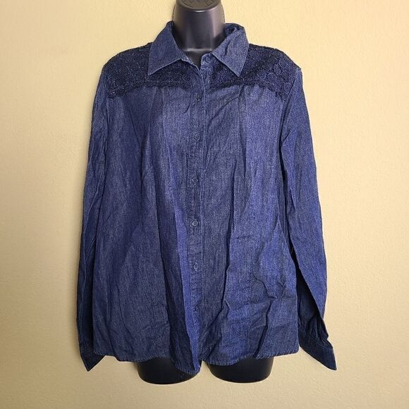 Appleseed's Crochet Denim Jacket   - Picture 1 of 8